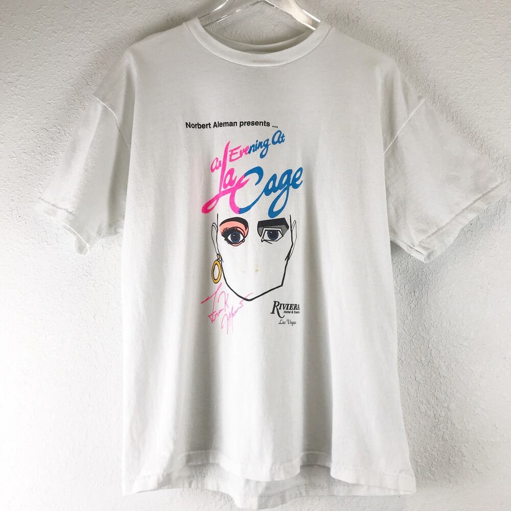 2000s An Evening at La Cage Riviera Las Vegas Frank Marino Impersonator Tee XL